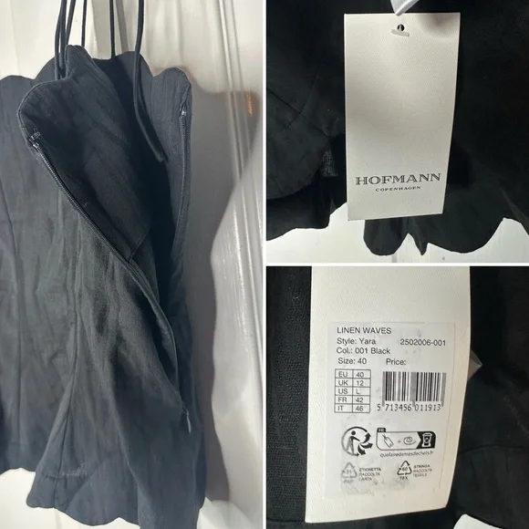 Hofmann Copenhagen Yara Linen Scalloped Blouse Black NWT Size 40 Medium - Picture 8 of 15